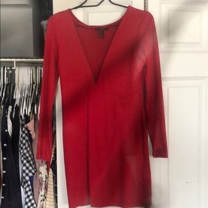 Sexy Long Sleeve Red Dress